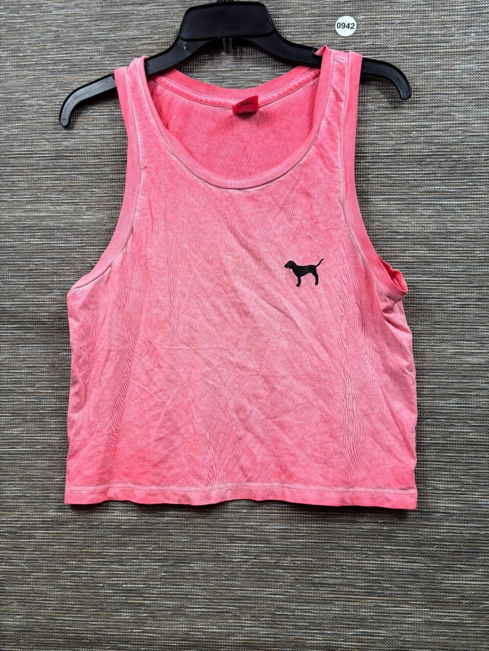 PINK Victorias Secret Bright Pink Cropped Faded Dyed Tank Top Womens Size S